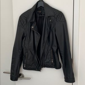 Faux Leather Biker Coat